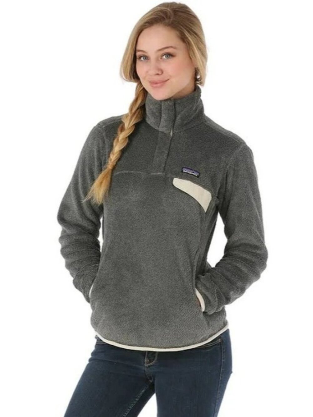 Patagonia Re-Tool Snap-T Fleece Pullover, Feather Grey/Ivory, W's Small